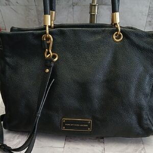 Marc by Marc Jacobs Black Leather Shoulder Bag with Crossbody Strap
